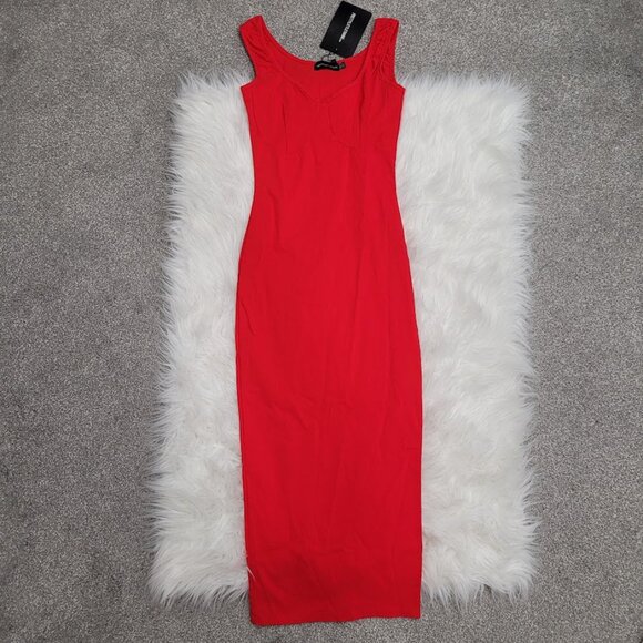 Prettylittlething Bodycon Midi Sleeveless Fitted Contoured Dress Size 2 Small - Picture 2 of 8